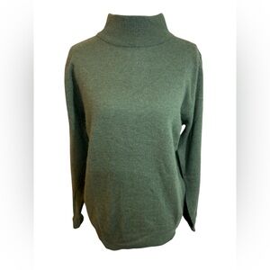 Nell‎ Flowers Vintage Green Mock Neck Sweater S Lambswool Angora Blend